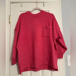 Zenana Outfitters Vibrant Pink Crew Neck Sweater